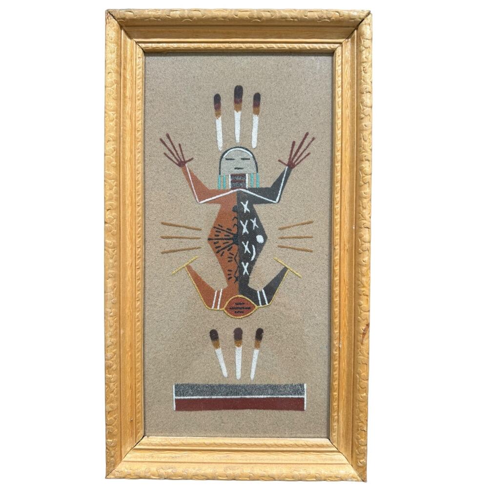 Vintage 1981 Mesa Verde Navajo Sandpainting Mother Earth & Father Sky